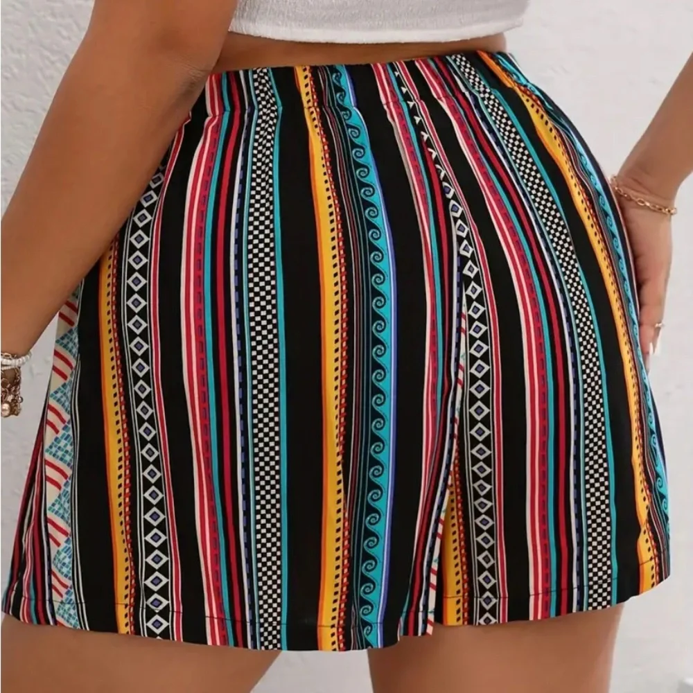 Colorful Striped Women's Shorts - Picture 2 of 2
